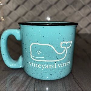 Vineyard Vines NEW Campfire whale logo ceramic coffee mug speckled aqua blue